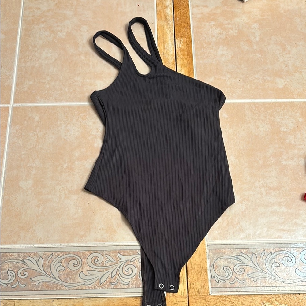 Black Ribbed Bodysuit